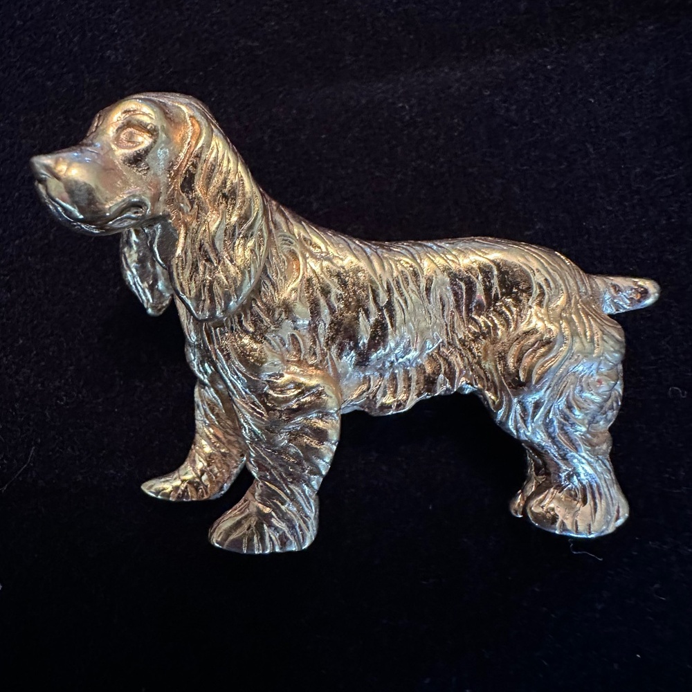 Vintage NAPIER Gold Tone Dog Pin Brooch Cocker Spaniel Britany Spaniel - Picture 4 of 6